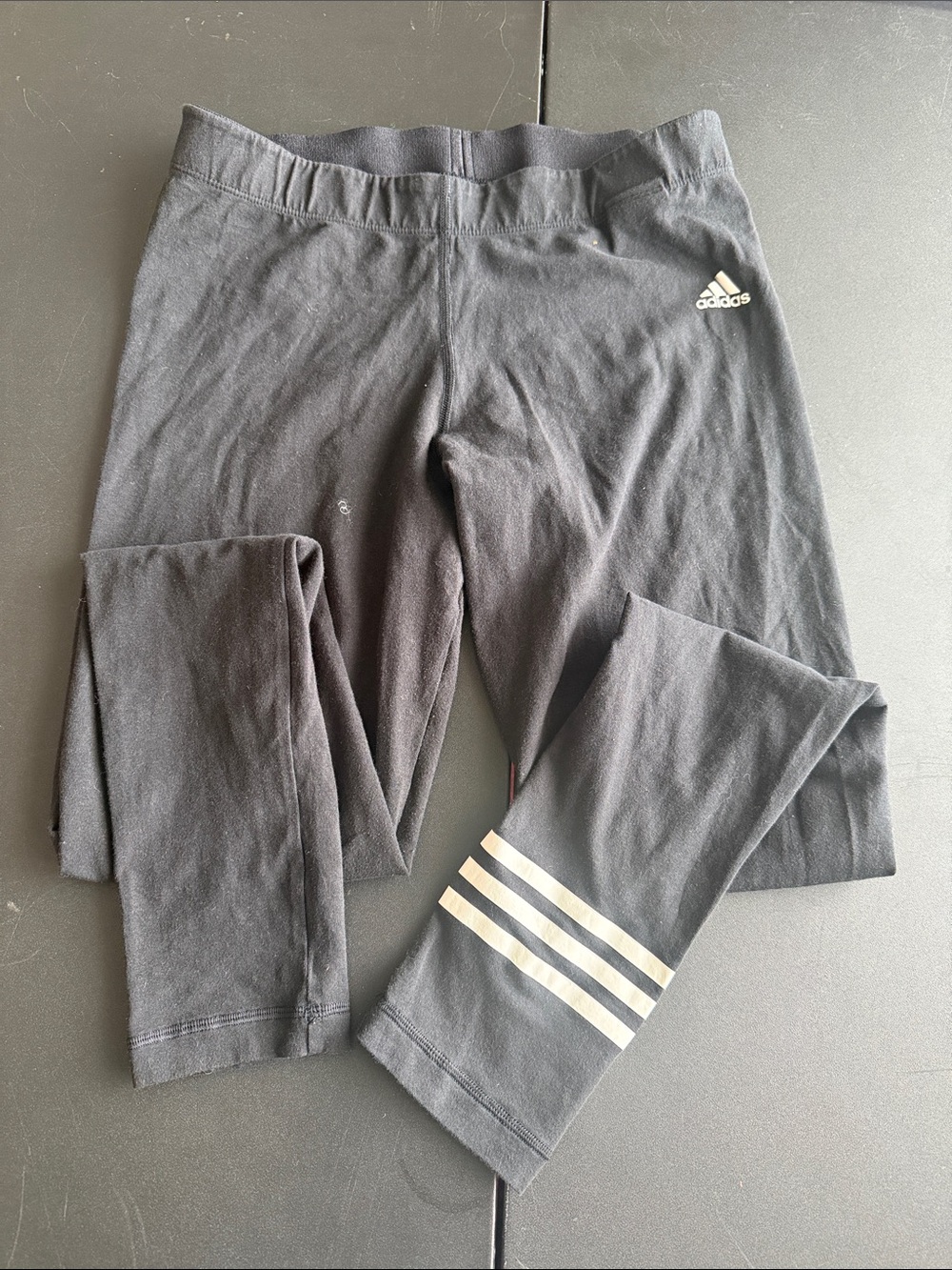 adidas Black women' Leggings with White Three-Stripe Ankle Detail